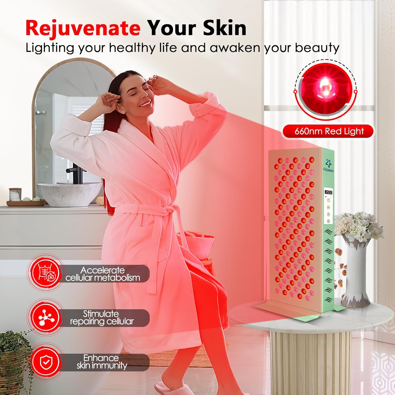 Red Light Therapy for Body Face, 600W 120pcs LED Red Light 660nm & Infrared Light 850nm Red Light Therapy Panel Device Lamp for Skin Beauty & Anti-Aging with Controller