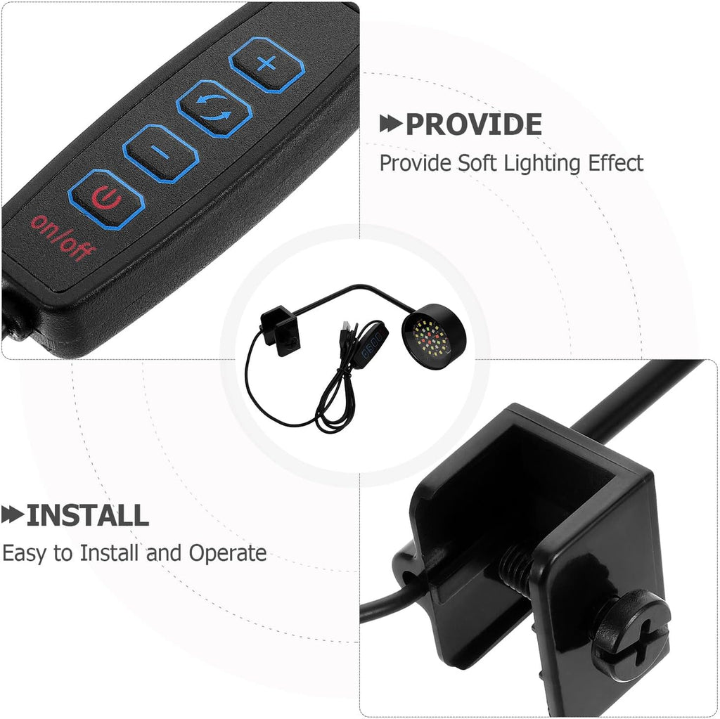 VANZACK USB Powered LED Aquarium Light Clip- Small Fish Tank Lamp with Blue and White Color Modes Space-Saving Design for Underwater Lighting in Mini Aquariums and Planted Tanks