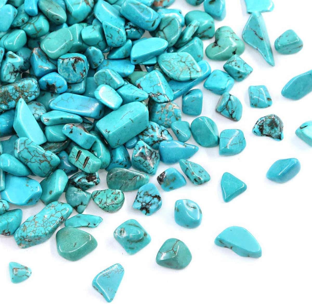 WAYBER 1 Lb/460g Green Turquoise Decorative Stones Irregular Aquarium Pebbles Crystal Rocks Quartz Gravels for Fish Turtle Tank/Succulent Plants/Air Plants Decoration (Fill 1 Cup)