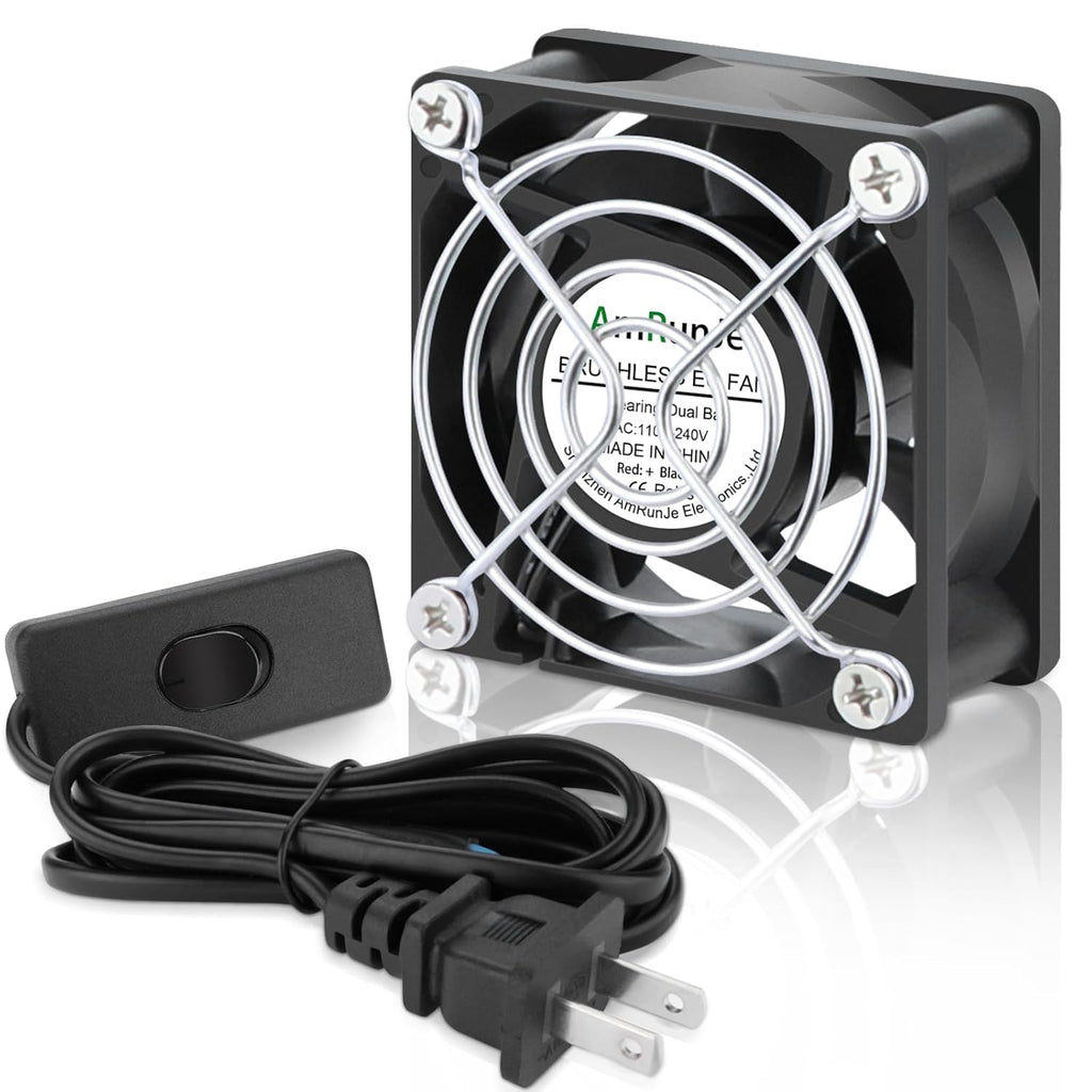 EC Small Cooling Fan 110V 115V 120V 220V 240V 60mm x 25mm Dual Ball Bearing Fan for Cooling Computer Case, TV Box, Amplifier, Small Equipment, and Exhaust Projects