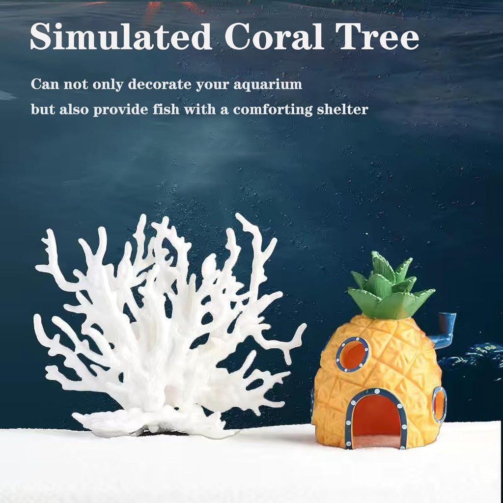 Besimple Artificial Aquarium Coral Ornament Plastic Fish Tank Plants Decoration for Aquarium Landscape (White)