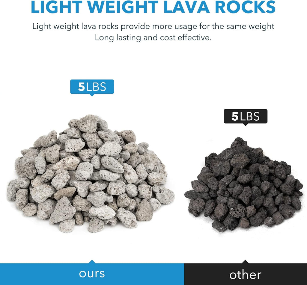 Stanbroil Light Weight White Lava Rock Granules - Natural Volcanic Rocks Decorative Landscaping Stones for Outland Living Bond Portable Fire Pit, Gas Log Set and Fireplace - 5 Pounds (4/5" - 1-1/5")