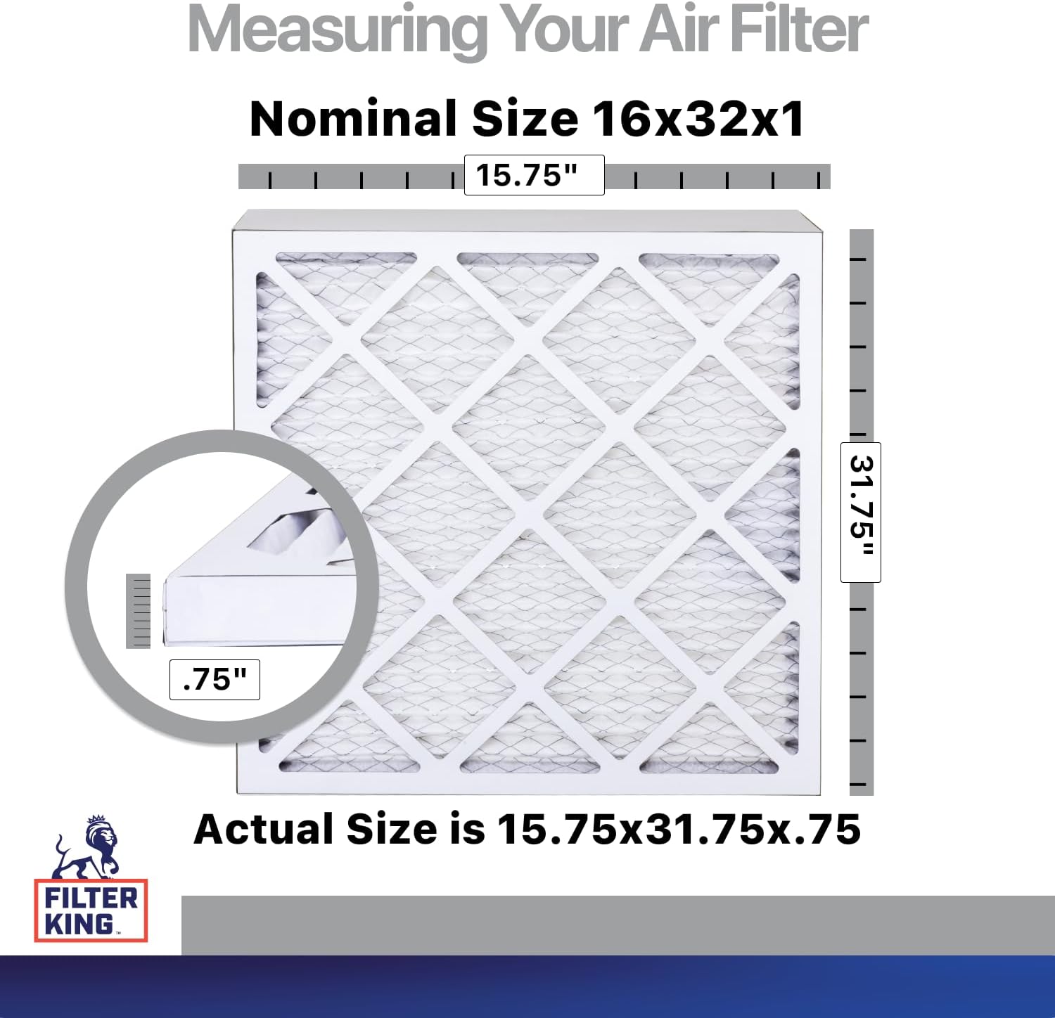 Filter King 16x32x1 Air Filter | 4-PACK | Carbon MERV 8 HVAC Pleated A/C Furnace Filters | MADE IN USA | Actual Size: 15.75 x 31.75 x .75"