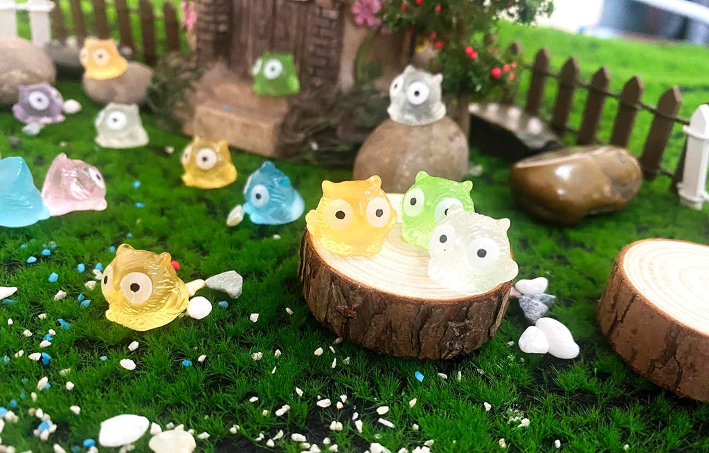 54PCS Mini Owl Decor for Dollhouse Resin Animal Tiny for Crafts Micro Miniature Owls for Fairy Garden Dollhouse Micro Landscaping Decoration (Owl)