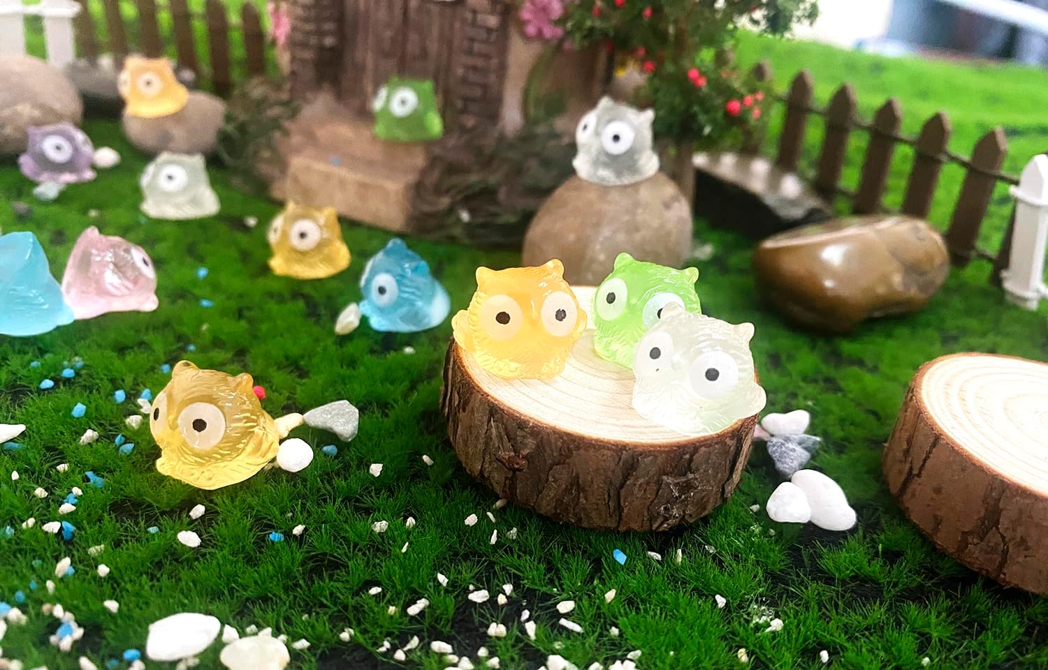 54PCS Mini Owl Decor for Dollhouse Resin Animal Tiny for Crafts Micro Miniature Owls for Fairy Garden Dollhouse Micro Landscaping Decoration (Owl)