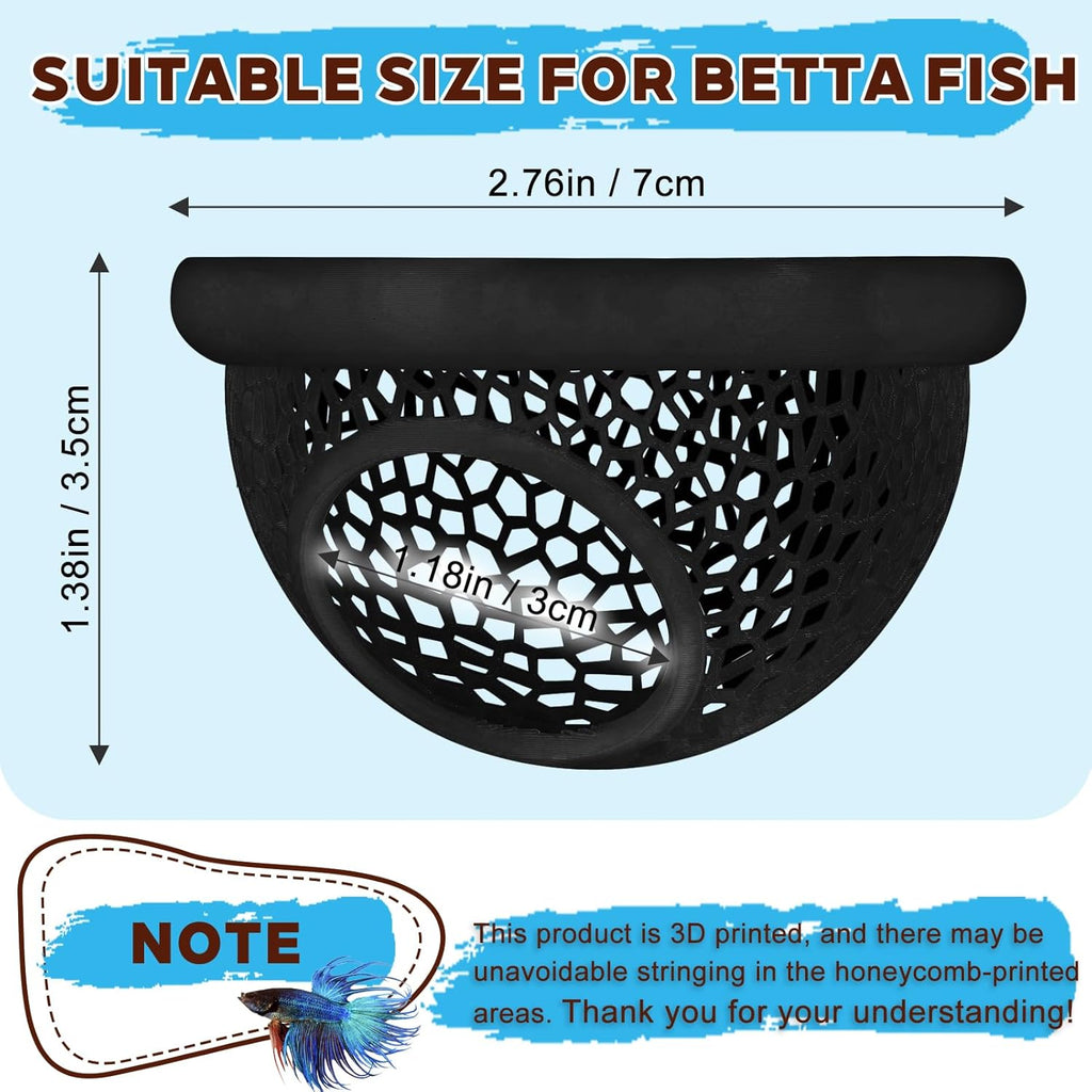 Floating Betta Hide & Shrimp Cave – 3-in-1 Aquarium Hammock, Feeder Ring & Resting Spot – 3D Printed Floating Log for Betta Fish, Shrimp, Corydoras – Nano Tank Decor & Stress-Free Shelter