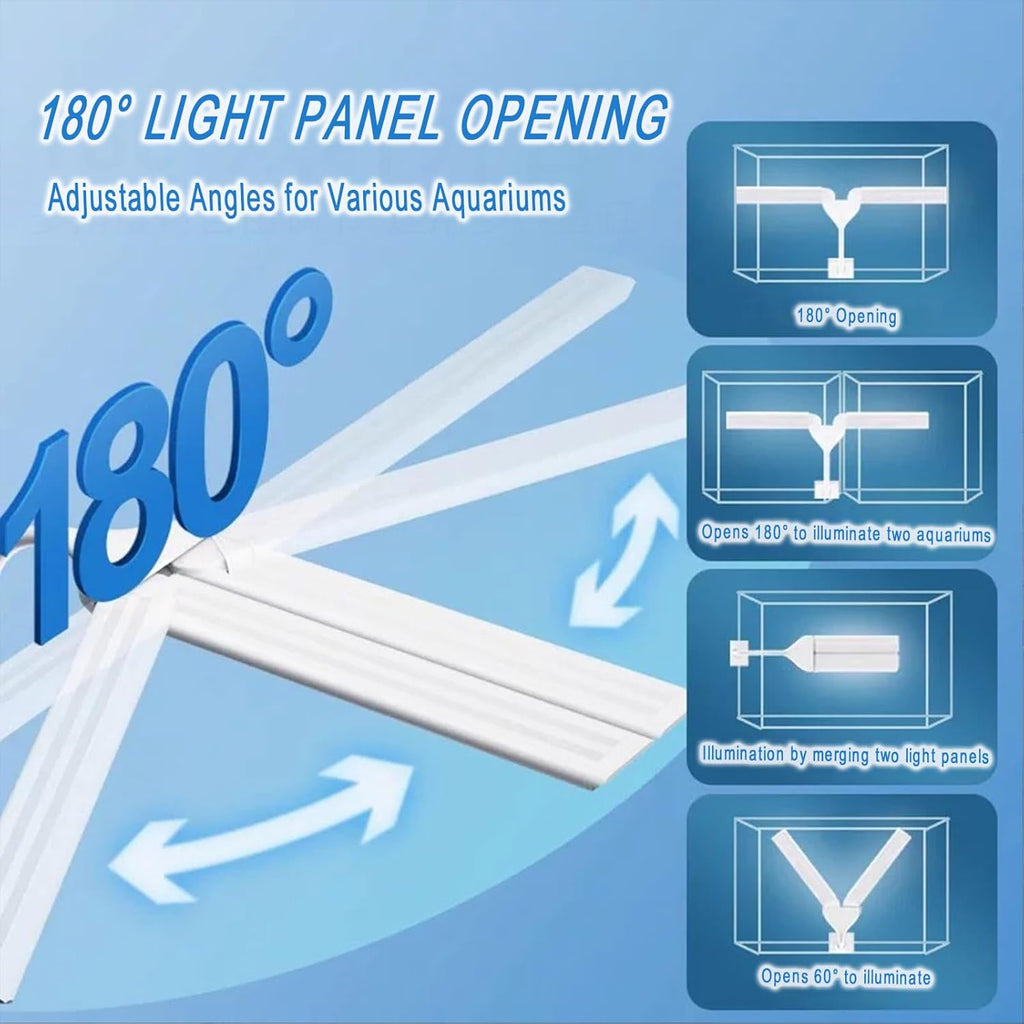 Aquarium Light Clip on Fish Tank Light Full Spectrum Plants Lights with Timer, 3 Colors Mode, 360° Adjustable 2 Light Bar, Led Aquarium Lamp Suitable for 10-30 Gal Fish Tank