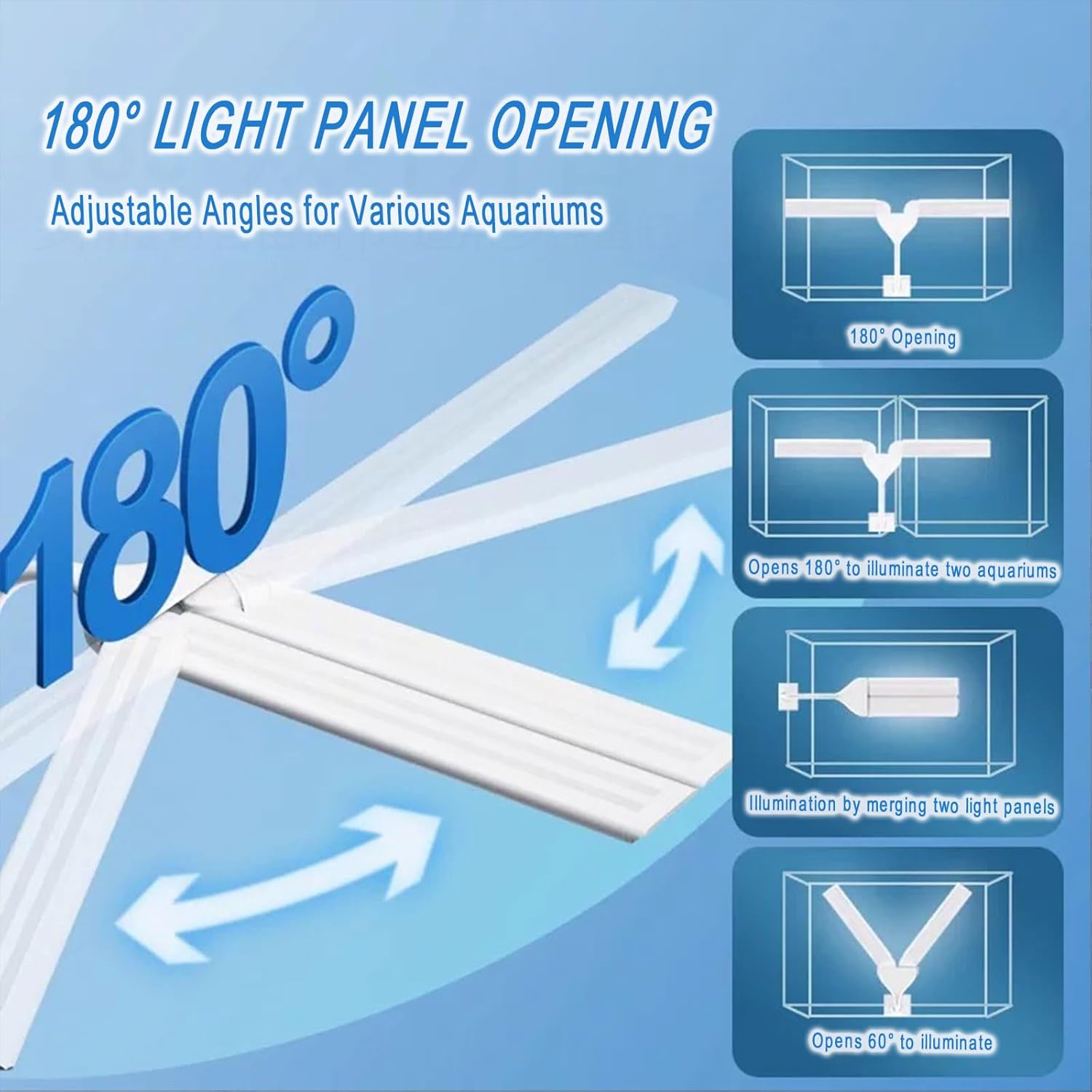 Aquarium Light Clip on Fish Tank Light Full Spectrum Plants Lights with Timer, 3 Colors Mode, 360° Adjustable 2 Light Bar, Led Aquarium Lamp Suitable for 10-30 Gal Fish Tank