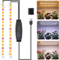 Two Strip Growing Lamp for Indoor Plants, Red & 3000K & 6000K Full Spectrum LED Grow Light Strips with Auto ON/Off 3/9/12H Timer,10 Dimmable Levels for Green House Succulent (13 in)