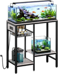 Livofloral 5-10-20 Gallon Fish Tank Stand with Outlet, Heavy Duty Aquarium Stand with Adjustable Shelves, Ample Storage Stand Table for Fish Tanks Accessories, Reptile Tank Stands, 660 LBS, Grey