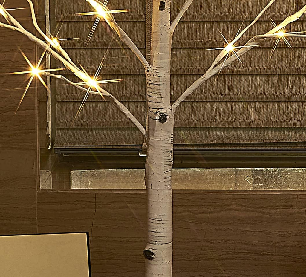 Hairui Pre Lit Birch Tree 2 Pack 4FT 72 Warm White LED White Christmas Tree for Indoor Outdoor Home Christmas Spring Easter Holiday Decoration Indoor Outdoor