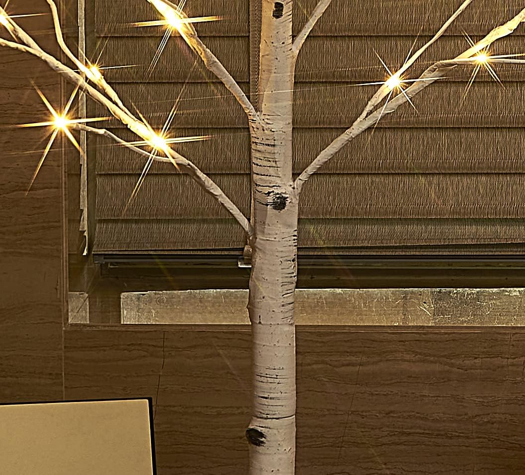 Hairui Pre Lit Birch Tree 2 Pack 6FT 128 Warm White LED White Twig Tree Lights for Indoor Outdoor Home Spring Easter Christmas Holiday Decorations