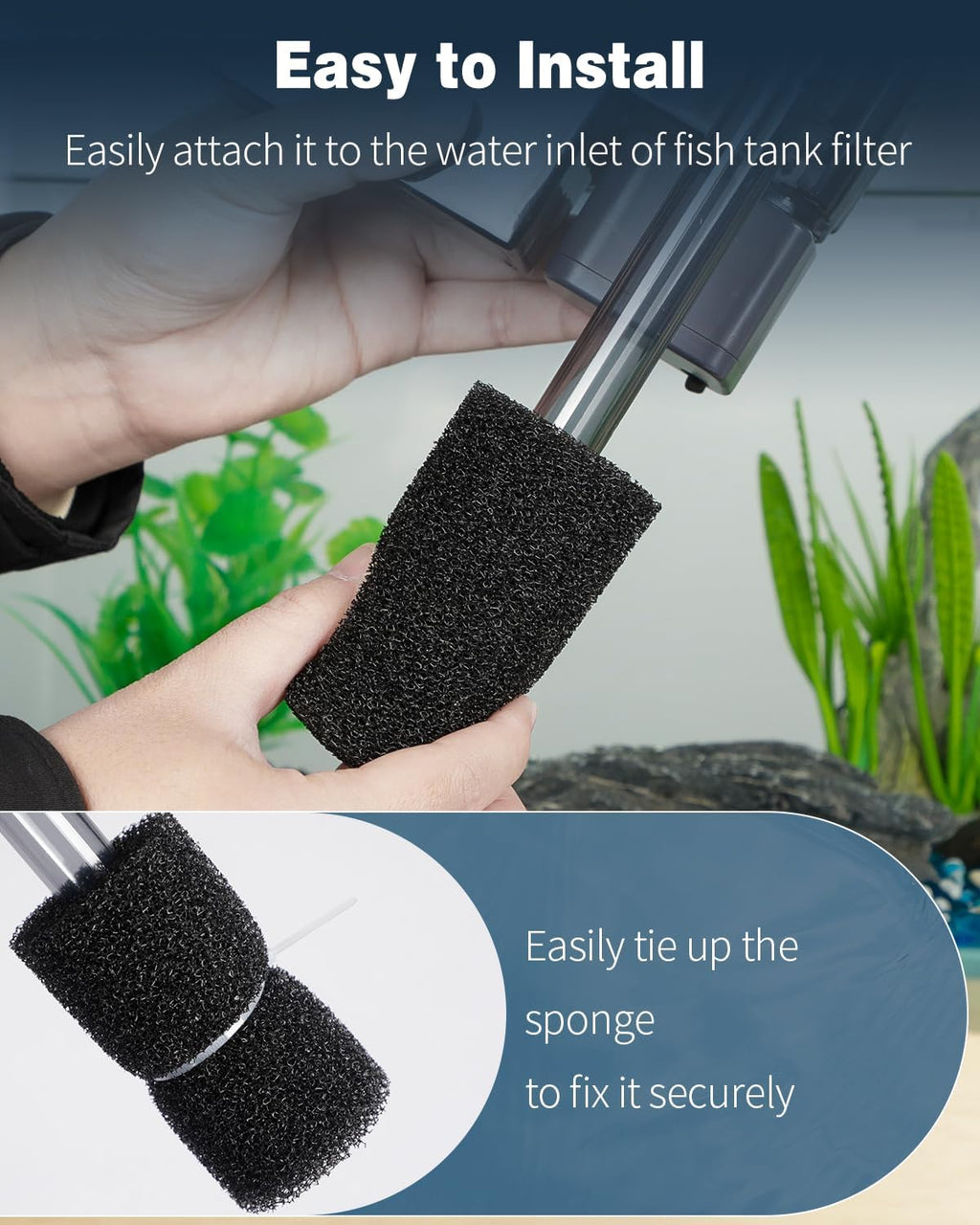 Pawfly 12 Pack Pre-Filter Sponge, 0.6" Aquarium Intake Filter Sponge Foam Cover Rolls for Small Fish Shrimp Fry Fish Tank Covers Accessories