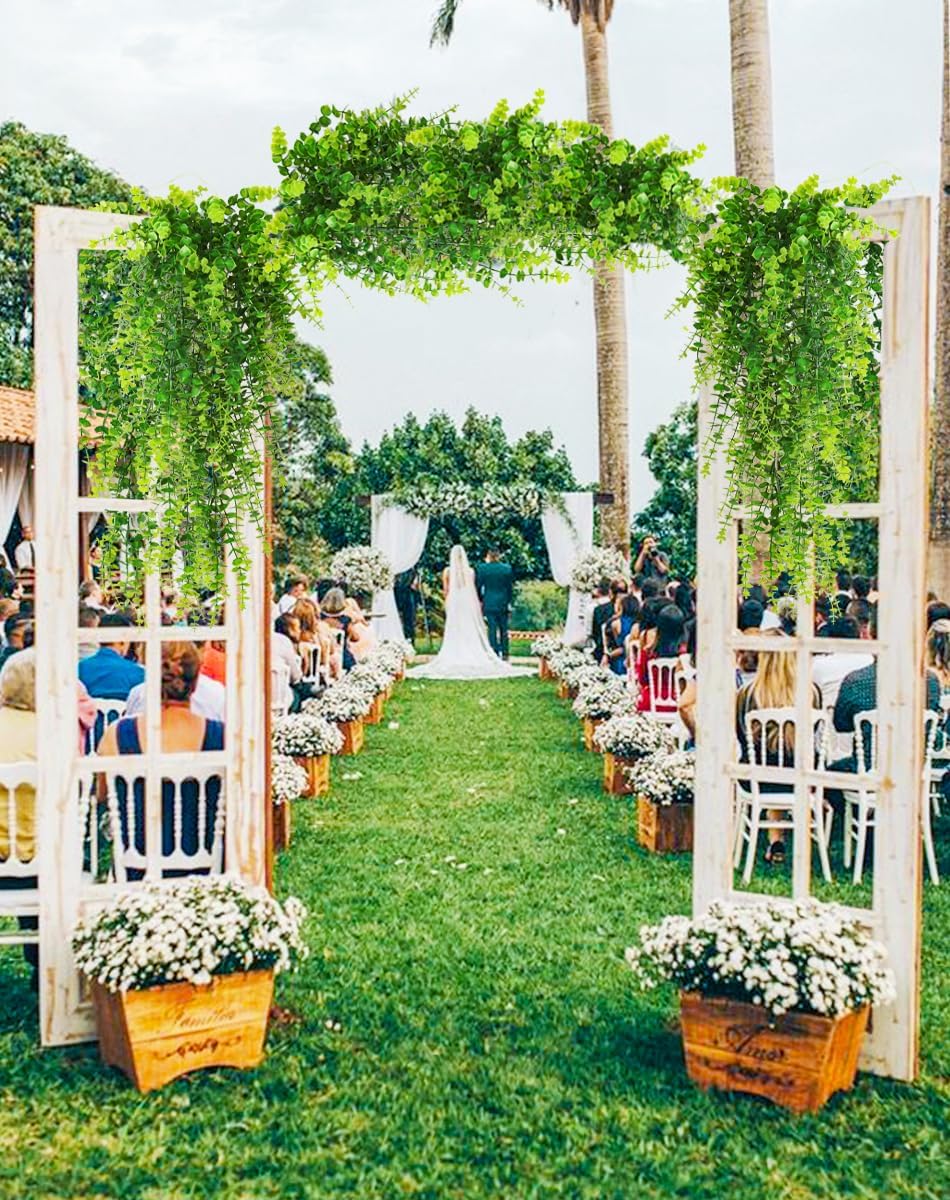 RECUTMS Hanging Money Plants Fake Outdoor Hanging Artificial Flower for Outdoors Hanging Basket Hanging Artificial Hanging Plants Plastic Plants Home Garden Wedding Party Decorations