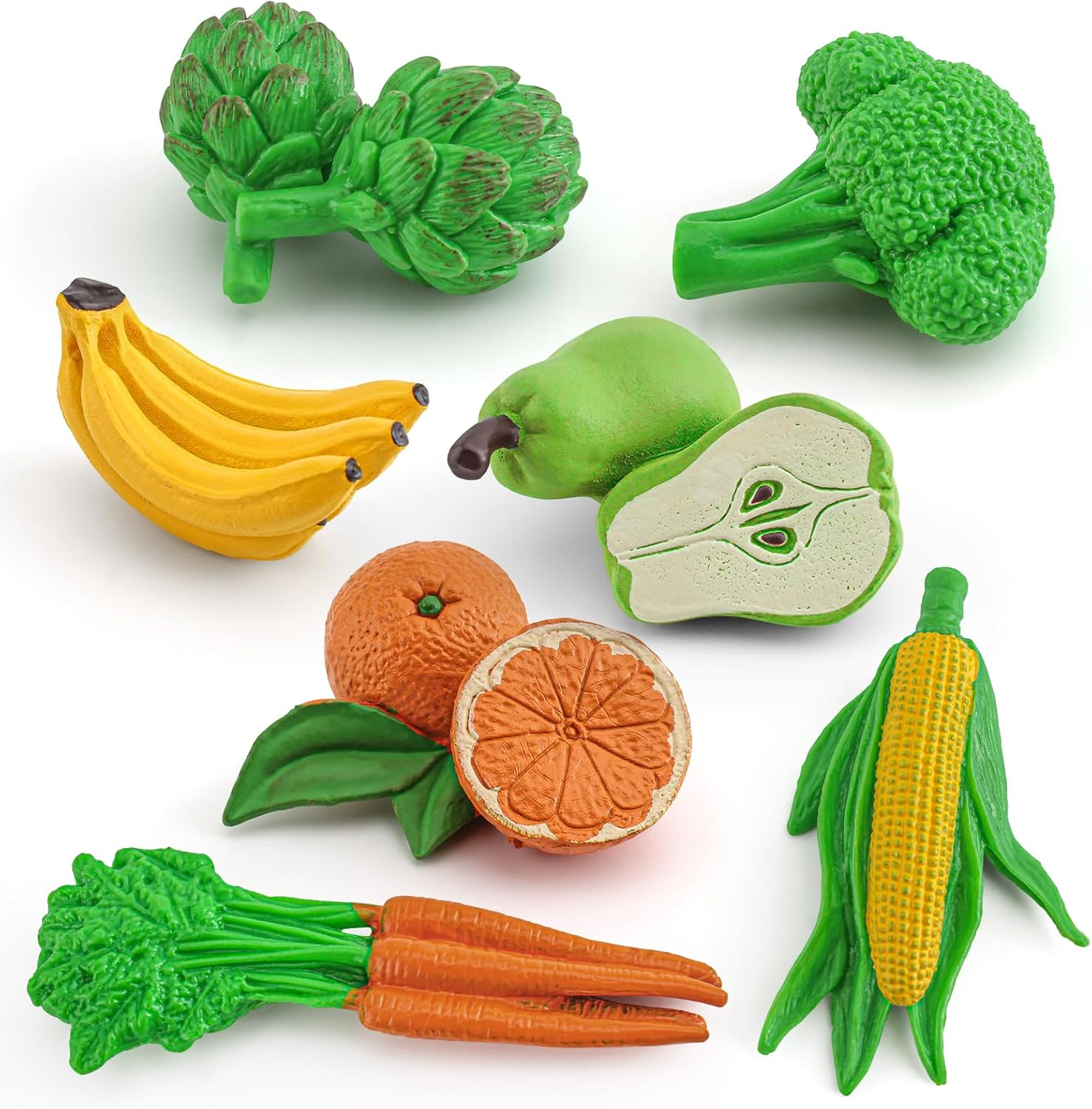 Veggies and Fruits Toys for Centerpieces and Decor at Farmers Market Themed Set - Vegetables Learning Realistic Food Bananas Apples Figurines