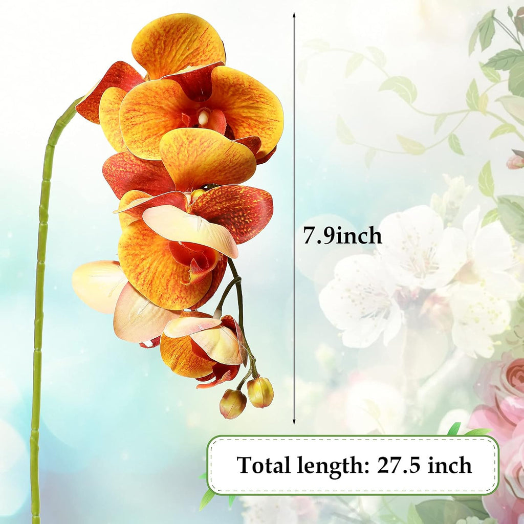 Chuangdi 2 Pieces Artificial Phalaenopsis with Suction Cups Terrarium Plant Decoration Reptile Habitat Plant Decor for Hermit Crab Lizards Geckos Snake Reptile (Purple, Yellow)