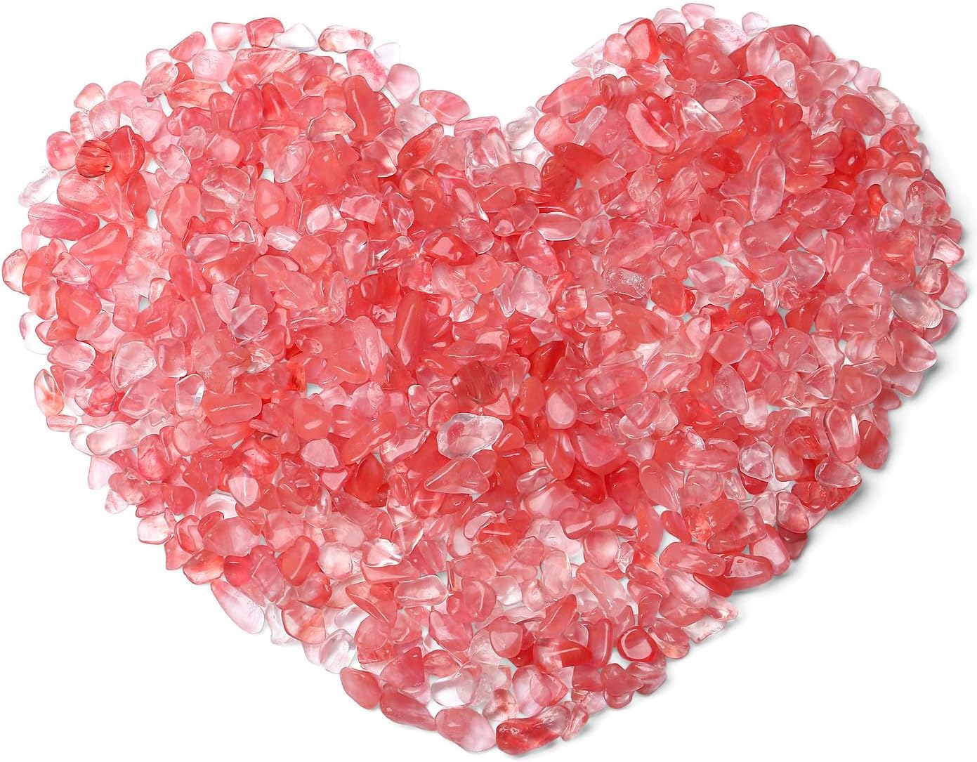QINJIEJIE Cherry Quartz Crystals Chips Natural Stone Gravel Bulk Crushed Rocks Pieces Polished Quartz Stone 0.55Lbs Decorative Fish Tank Pebbles Vase Filler Irregular Shaped Tumbled Gemstone for Home