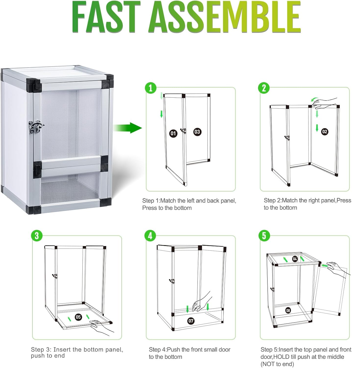 Hybrid Reptile Cage Toxirium 18"x18"x36" with Aluminum Frame, PVC Side & Back Panels, Two Interchangeable Screen & Acrylic Front Doors, Ventilated Top Screen, Ideal for Chameleon, Lizards, Frogs