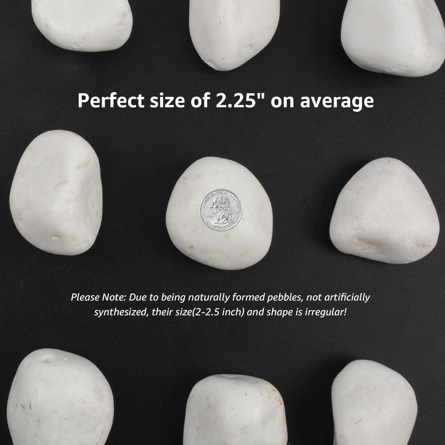 20 lbs White Polished Decorative Stones, 2-3 Inch Polished Rocks, Ideal for Garden Landscaping, Potted Plants, Pathways, Vase Fillers, and Aquarium Decoration(Pure White, Weight: 20 LB)
