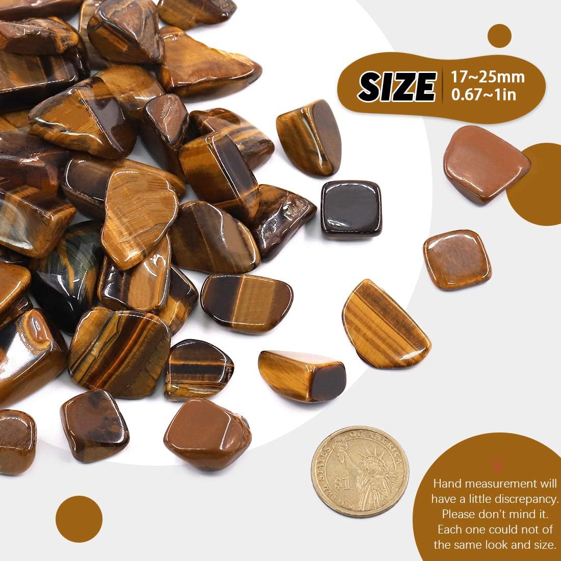 Hilitchi 1lb Bulk Large Natural Tumbled Polished Brazilian Stones Gemstone Healing Crystals Quartz for Wicca, Reiki, and Energy Crystal Healing (Tiger’s Eye About 1lb/450g/16oz/bag)