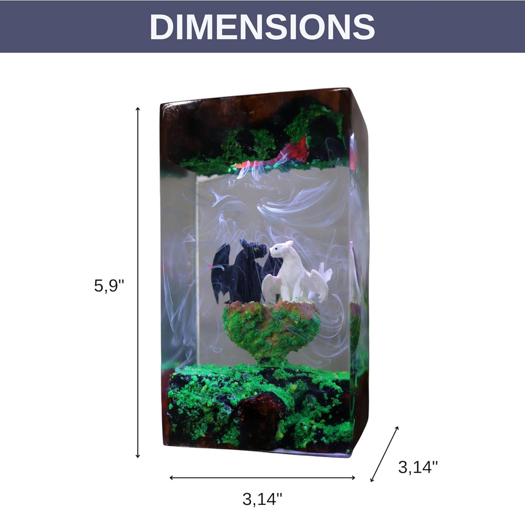 Dragon Resin Lamp – Resin Art Night Light with 16 Color LED, USB Powered Dragon Desk Lamp with Wooden Base & Remote,Handmade Gift for Christmas, New Year