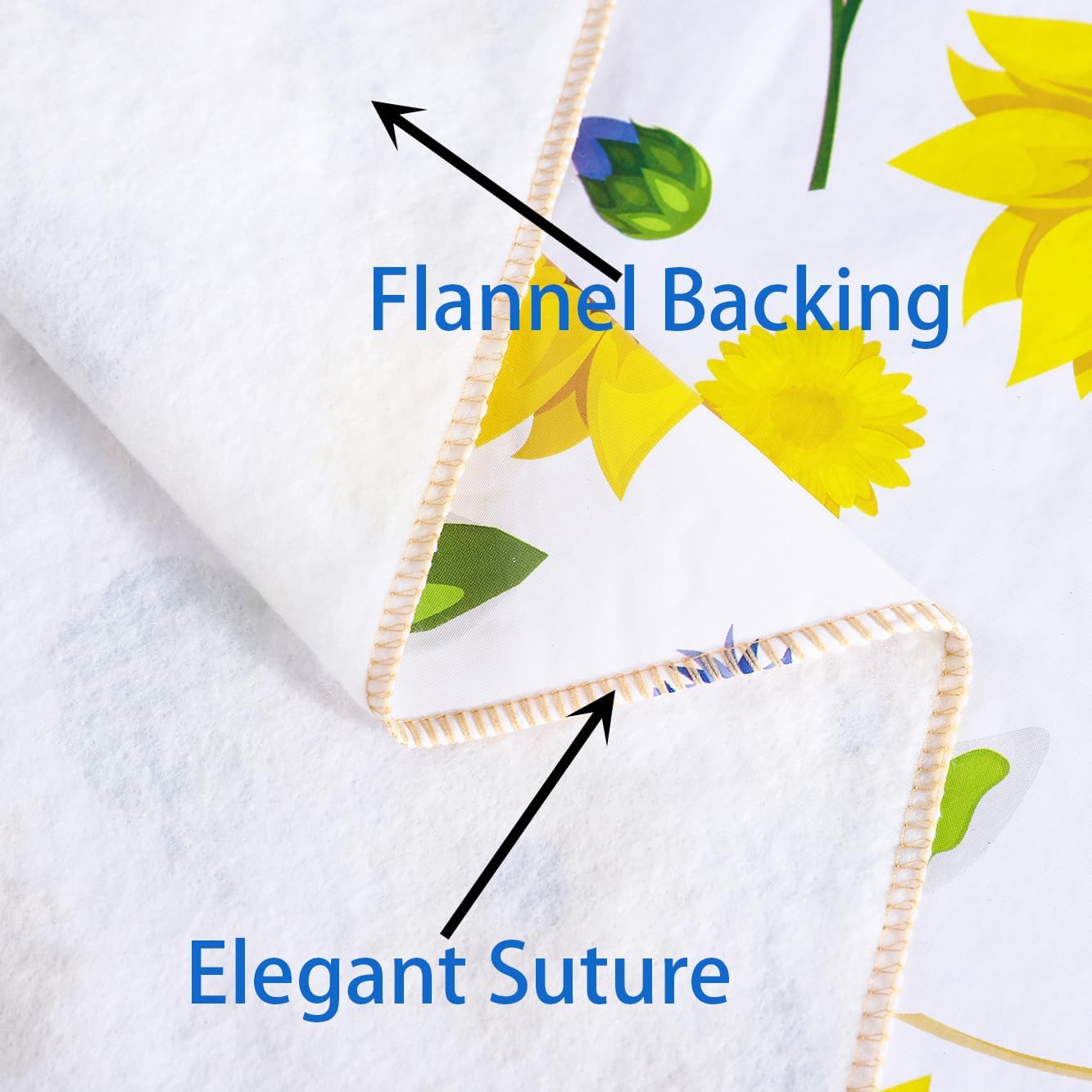 Heavy Duty Vinyl Tablecloth with Flannel Backing Waterproof Oil-Proof Plastic Table Cloth Stain-Resistant Wipeable Rectangle or Square Table Cover for Indoor and Outdoor (Yellow Flower, 60x84 Inch)
