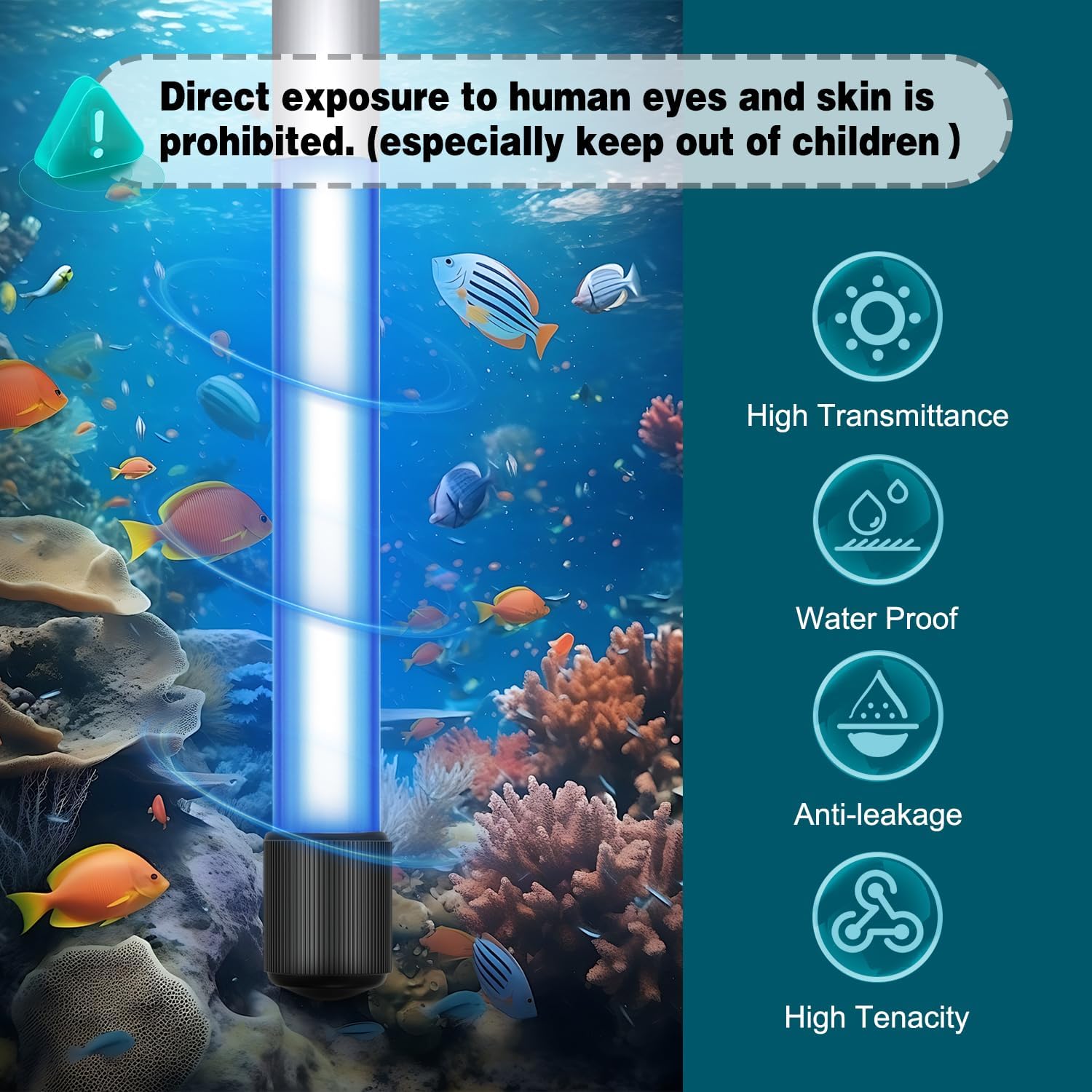 7W Timer UV Aquarium Clean Light for Algae Removal, Energy-Efficient LED Fish Tank Light with Waterproof Design for Pond and Aquarium