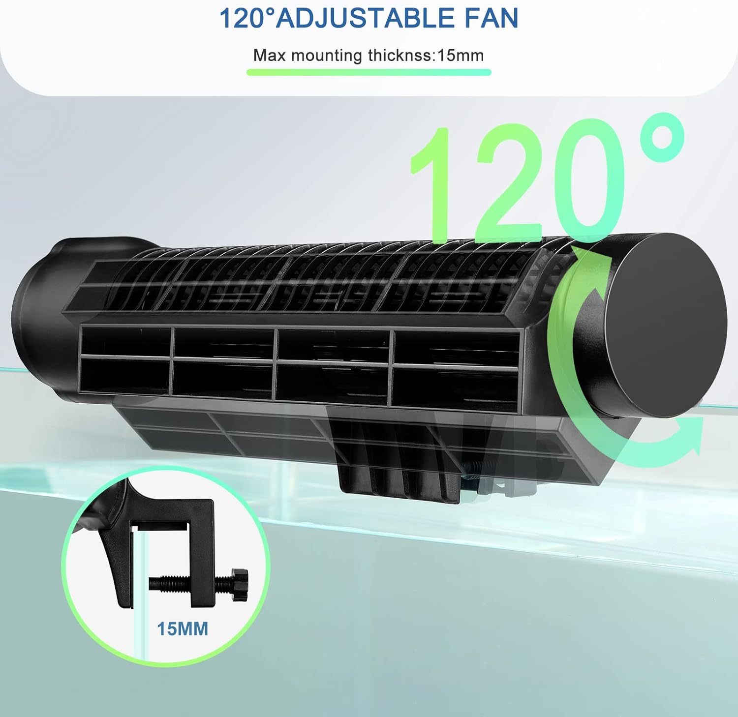 Aquarium Chillers Aquarium Cooling Fan, DC12V Auto Fish Tank Cooling Fan with Adjust knob,Cross-Flow Fan with Broad Airflow (4W)