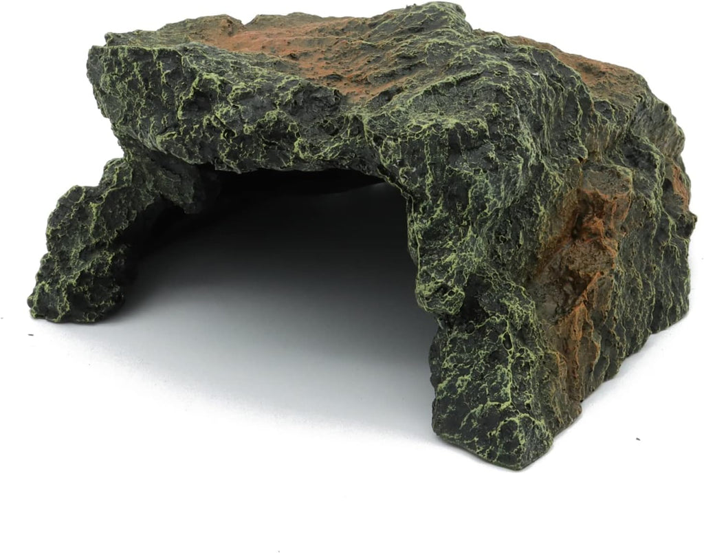 JIHAQUA Reptile Rock Hide Cave, Aquarium Habitat Decor Rock Tortoise Hideout for Lizards, Turtles, Reptiles, Amphibians, Fish