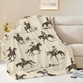 Western Cowboy Throw Blanket Wrangler Horse Stuff Gifts for Boys Girls Kids Adults Women Men Soft Cozy Warm Plush Fluffy Fuzzy Fleece Blanket Decor 50''X60''