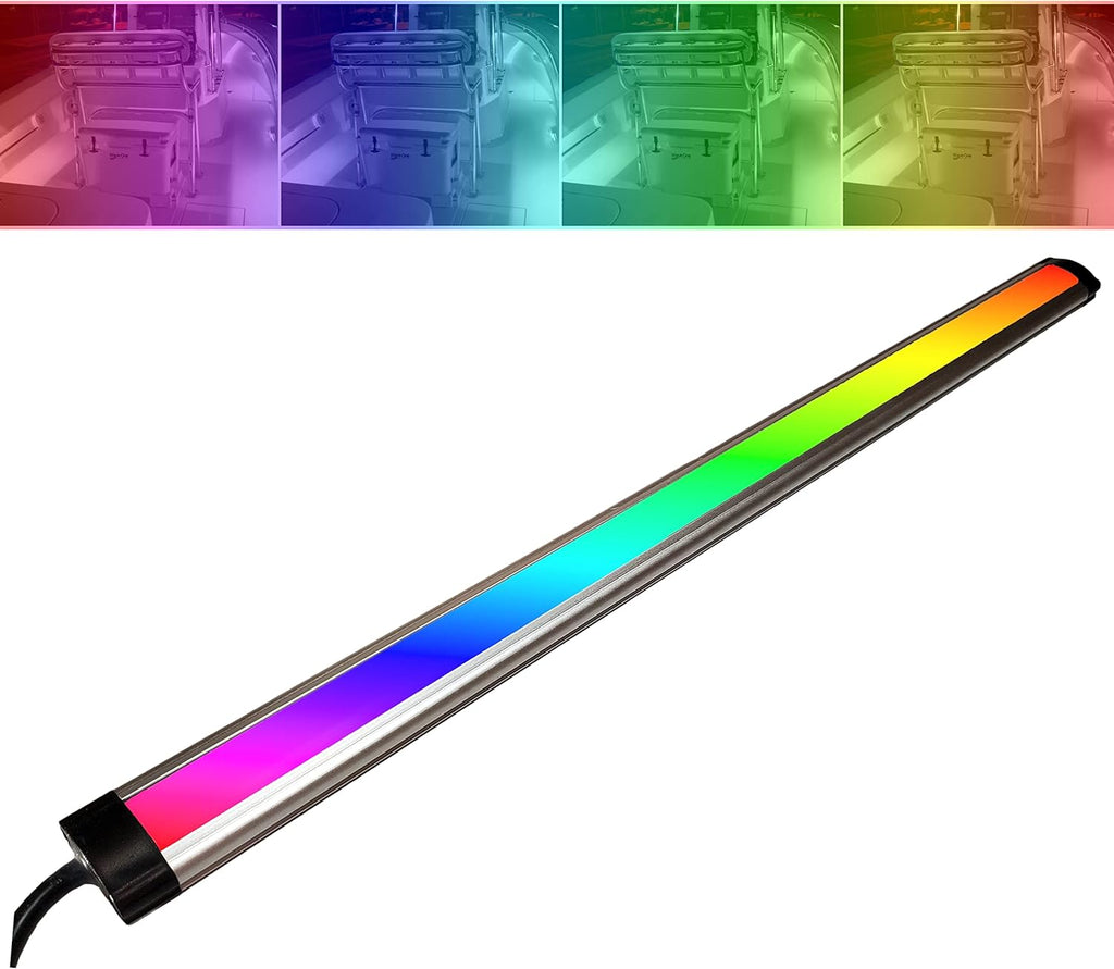 Wave One Marine Spectrum RGBW Rigid Light | Internal Driver LED Waterproof Boat Accent Courtesy Light 12V Volt RV | Multi Color Two Wire Switch Control | Gunnel Deck Pontoon Strip | IP67 (10")