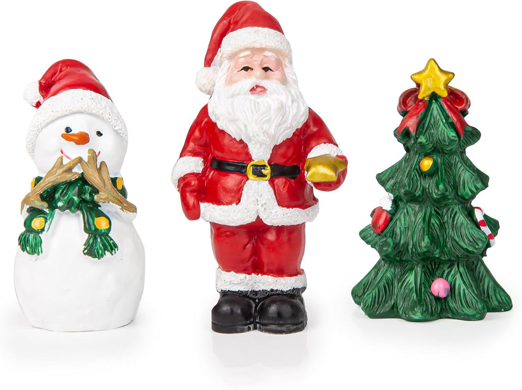 Christmas Aquarium Decorations 3PCS Resin Christmas Fish Tank Decorations Include Aquarium Christmas Tree & Snowman Christmas Figurines & Santa Claus for Christmas Fish Tank Supplies Table Decor
