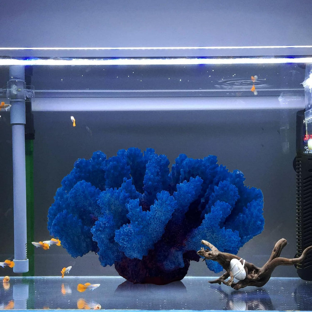 PINVNBY Artificial Coral Ornament, Underwater Sea Plants Decorations, Aquarium Coral Decor Craft Resin Aquarium Plants for Fish Tank Decor Landscape (Blue)