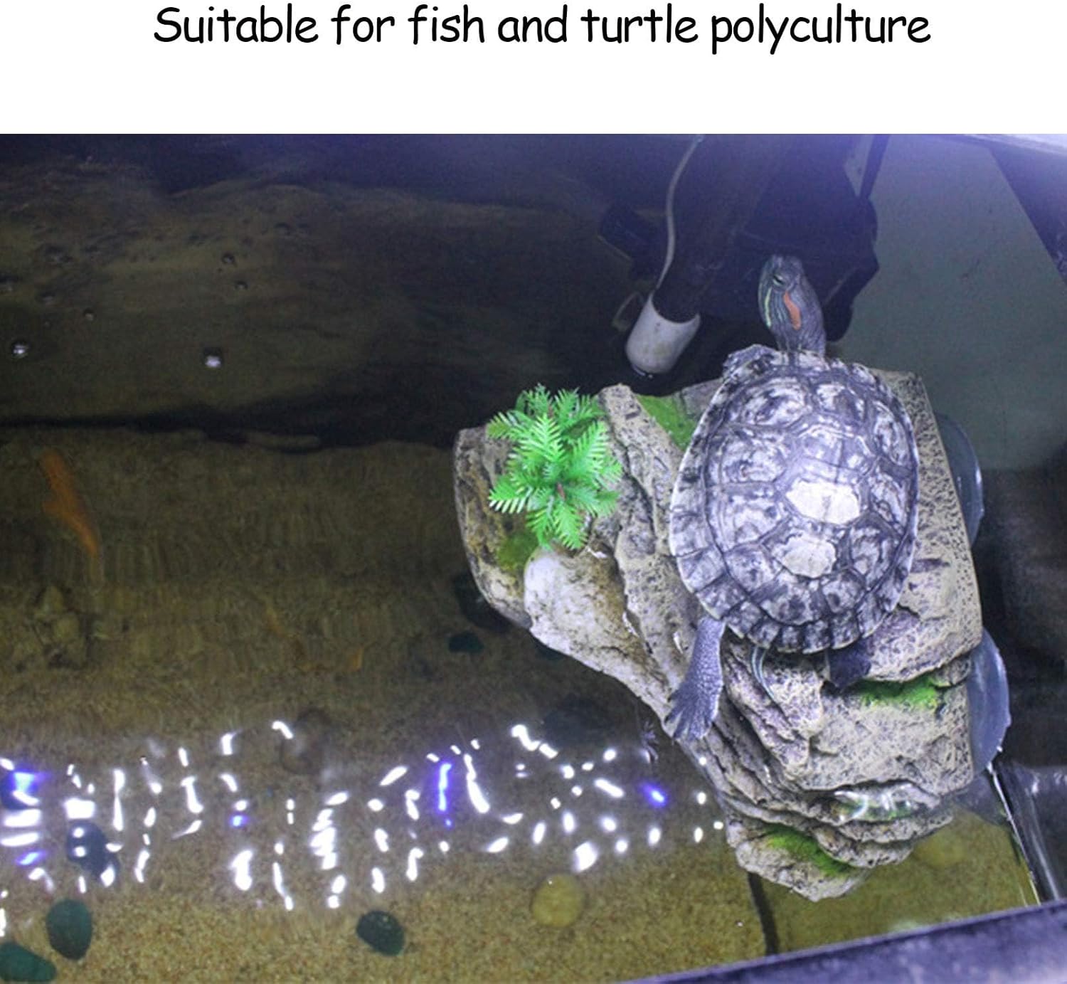 kathson Turtle Basking Platform with Suction Cups Tortoise Climbing Step Ledge Aquarium Ornament Rock Turtle Floating Dock Resting Basking Terrace for Amphibians Reptile (Yellow)