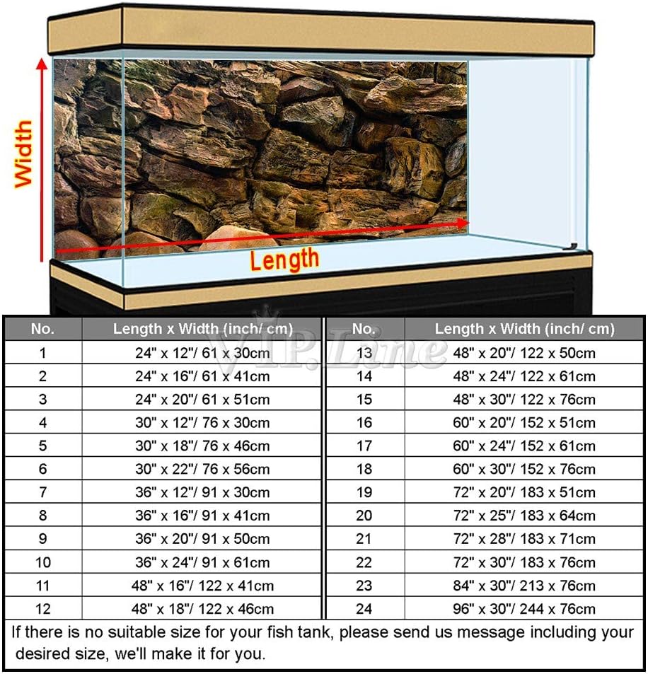 Rock Wall Aquarium Background Poster PVC Fish Tank Decor Landscape 24 36 48 72 (72" x 20"/ 183 x 51cm)