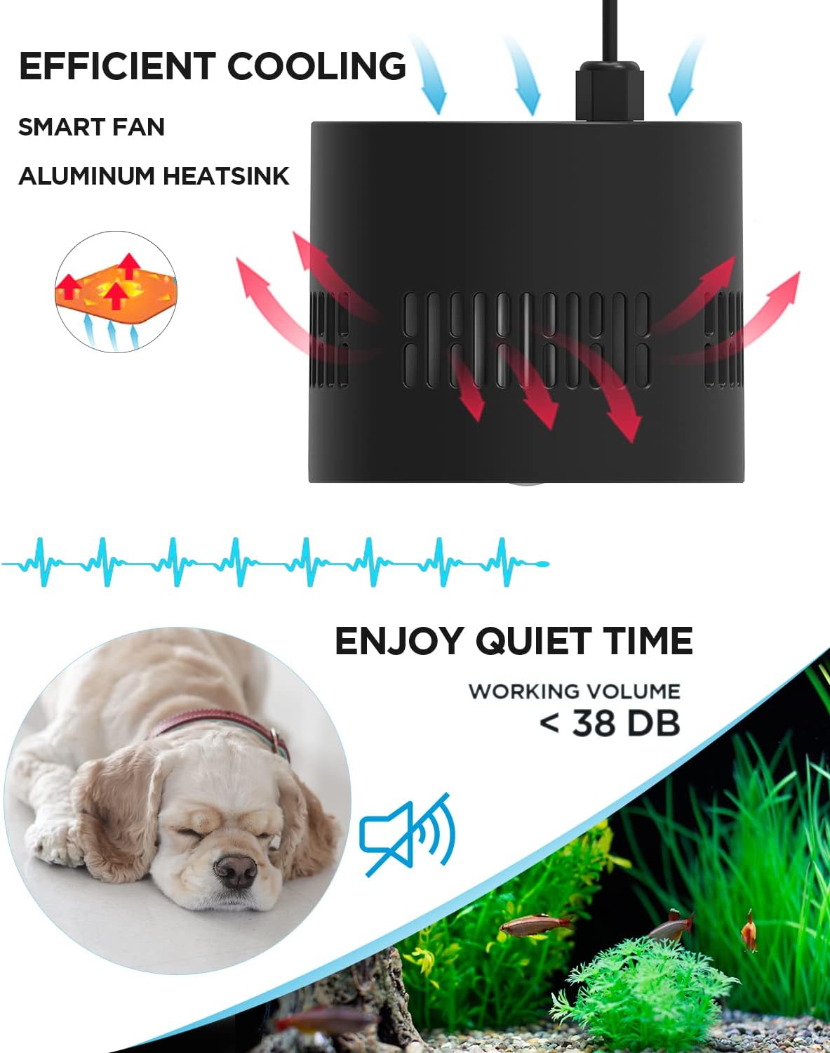 Lominie Aquarium LED Light 10 Gallon Fish Tank Light Timer Clip on Aquarium Lamp Full Spectrum 80W 6500k for Freshwater Refugium Cube Tank with Gooseneck
