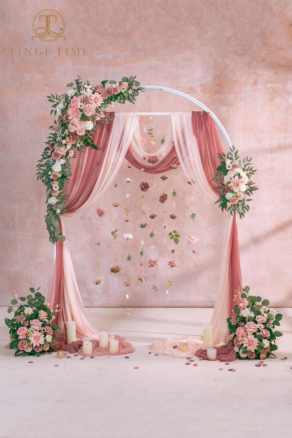 TINGE TIME Artificial Arch Flowers Kit Pack of 5, Wedding Decorations for Reception with Hanging Flowers, Wedding Arch Silk Floral Arrangements Ceremony Backdrop Bridal Shower Outdoor Party Decor