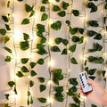 33ft 100 LED Pothos String Lights with Remote, Vine with Fairy Lights Battery Operated，Leaf for Bedroom Garden Party Wall Room Decor(Warm White)