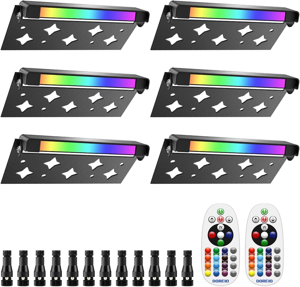 5W RGB Retaining Wall Lights 7 inch LED Hardscape Lighting Color Changing Low Voltage Landscape Paver Lights 12V Step Lights Outdoor Waterproof Stair Deck Lighting (6 Pack+Connectors)