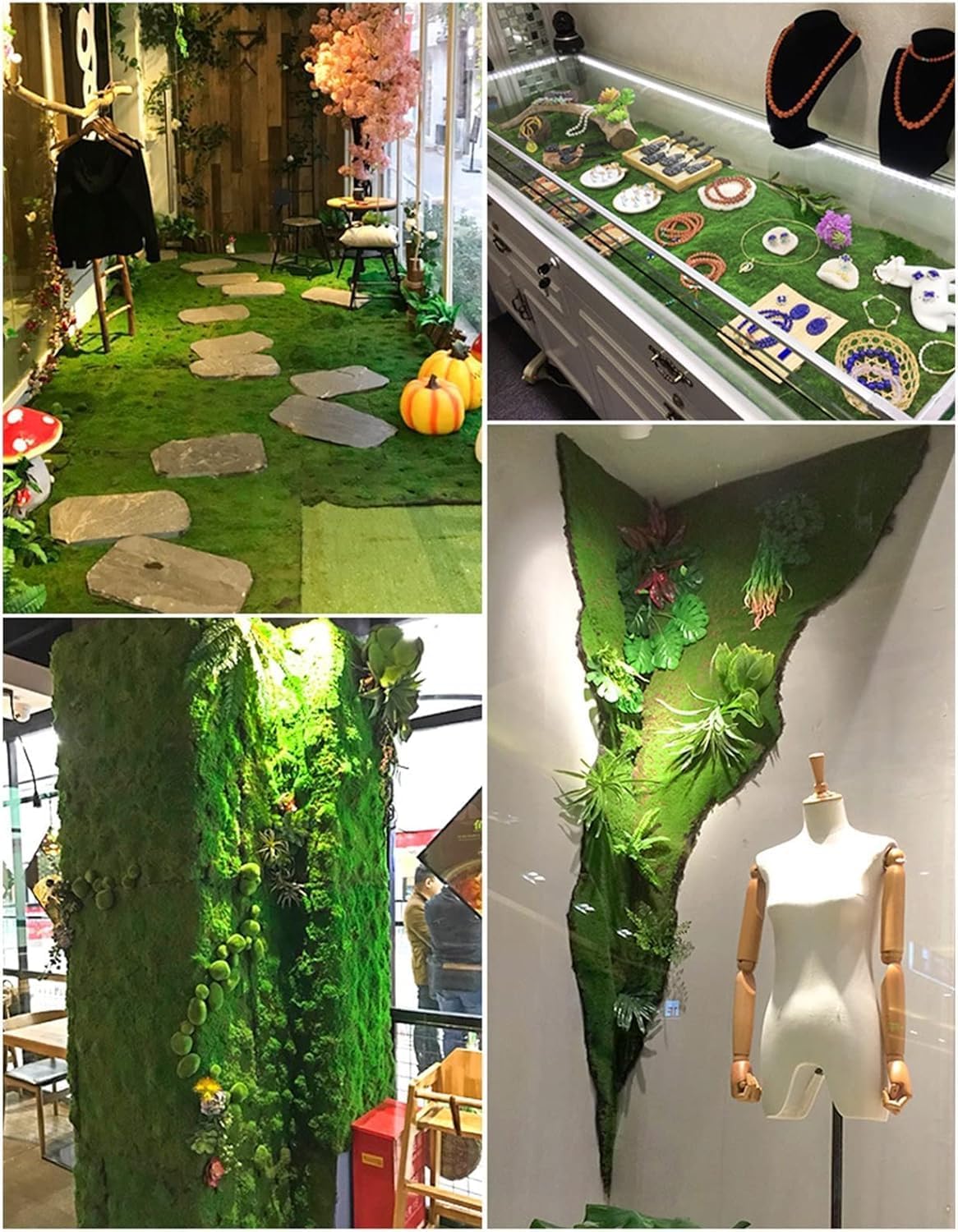Simulation Artificial Moss Mat 39x39in, Fake Moss Wall DIY Artificial Moss Mat Carpet for Balcony Terrace Decoration Window Display Decoration