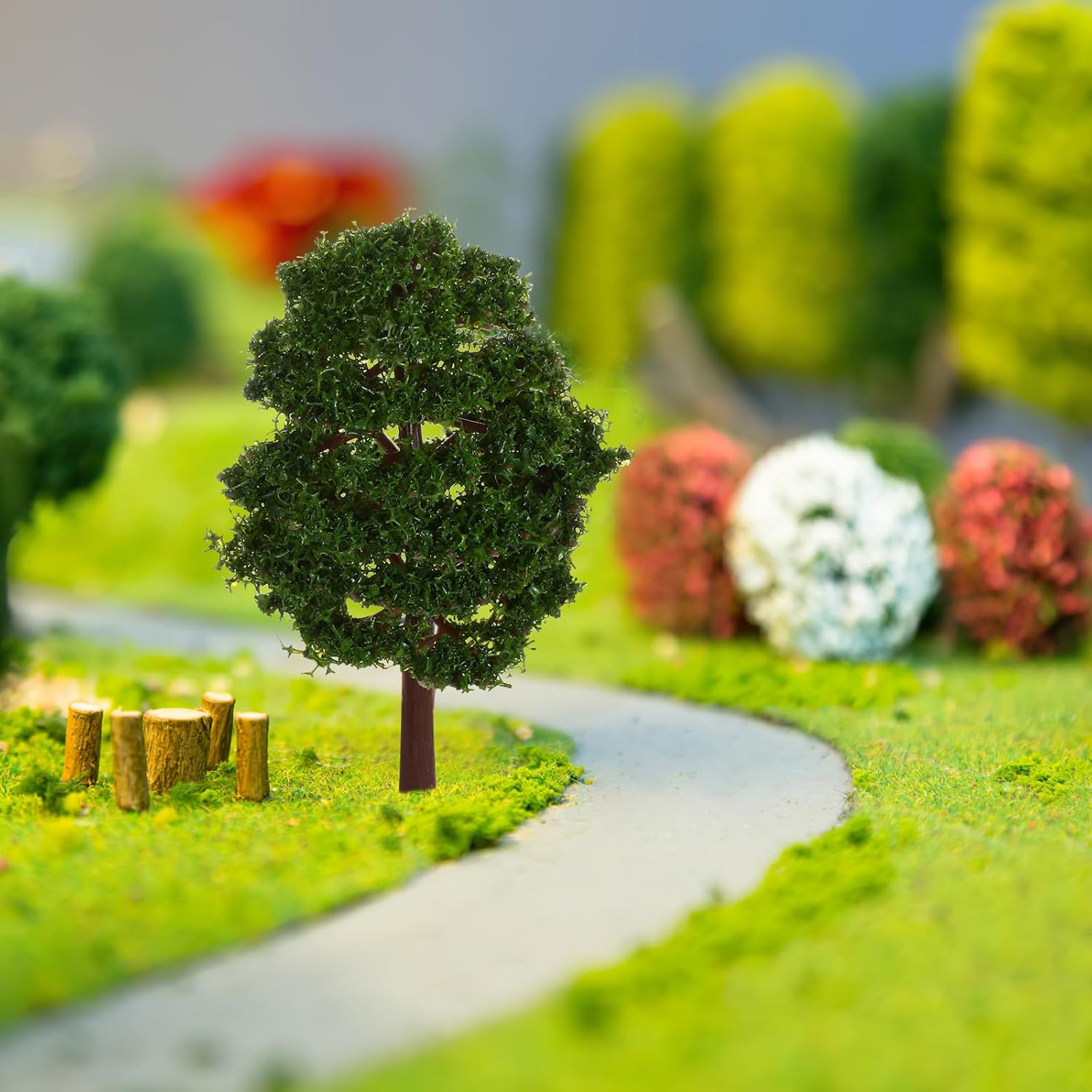 20pcs Mini Model Trees for Crafts, Green Plastic Trees Handmade Scenery Landscape for Architectural DIY Crafts