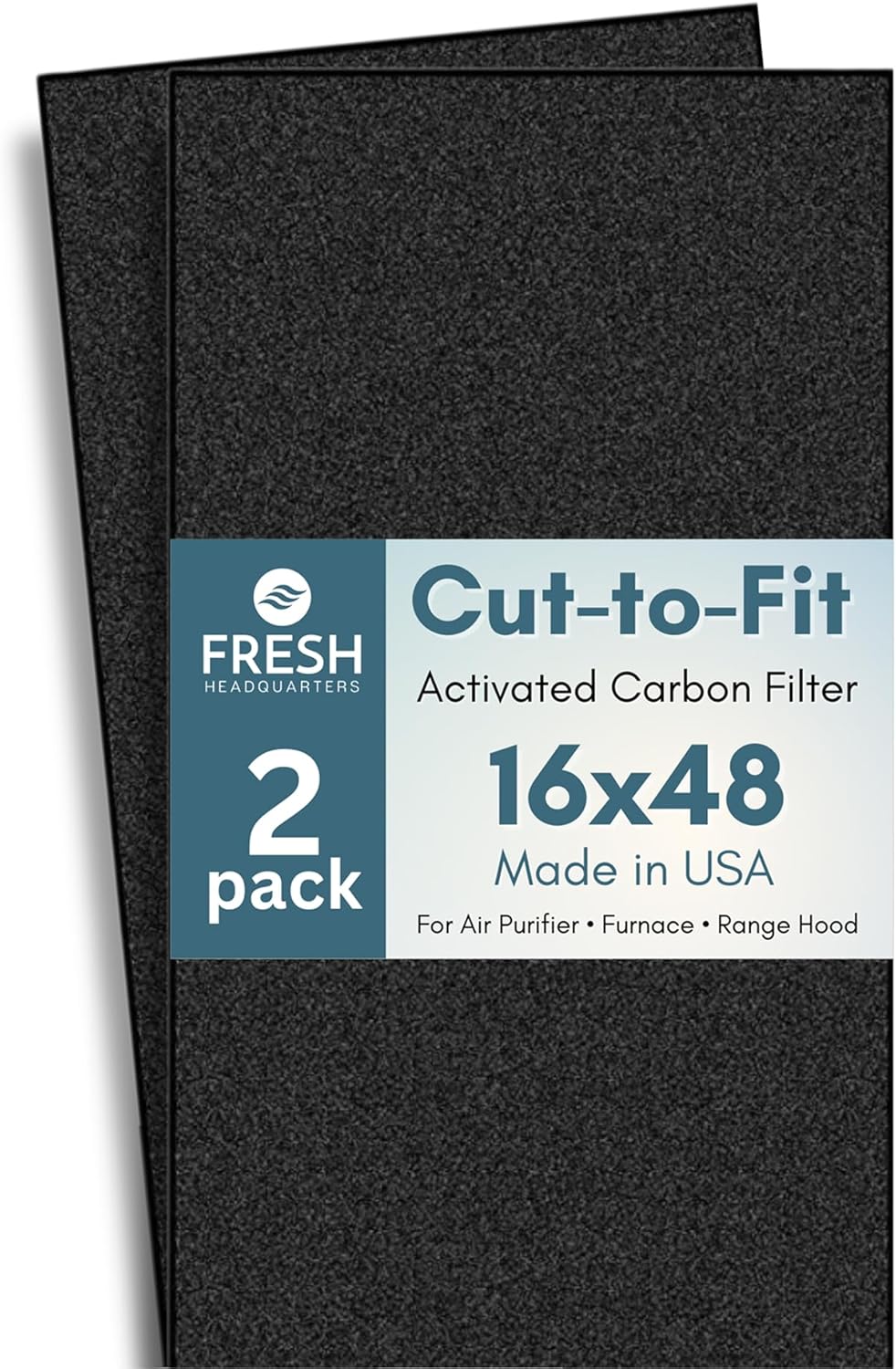 Activated Carbon Filter Pad - Cut to Fit Air Vent Filters for Home, AC, Furnace, Range Hood & Vent - Charcoal Filter Sheets Material for Dust, Odor, Smoke & Allergen Removal - 2 Pack