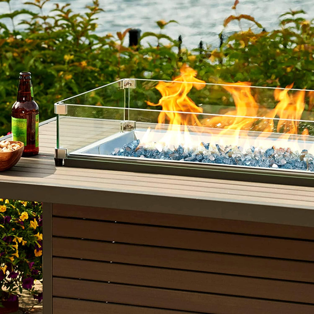 Onlyfire 10 pounds Fire Glass for Propane Fire Pit and Gas Fireplace, 1/2-Inch Reflective Firepit Glass Rocks for Fire Pit Table and Fire Bowl, Aqua Blue
