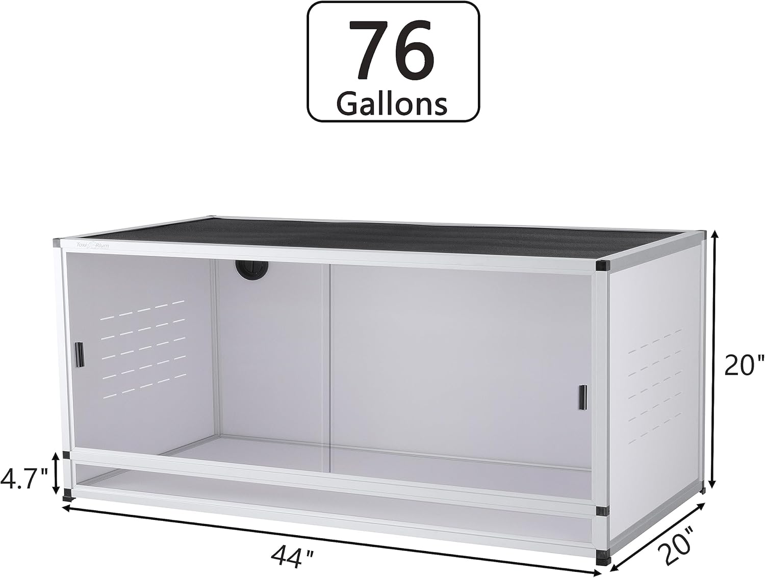 PVC Reptile Enclosure 76 Gallon ToxiRium Large Reptile Terrarium 44''x20''x20 Tank for Bearded Dragon Gecko Lizard Snake,Wide Breeding Lounge Vivarium Area with Sliding Doors Lock