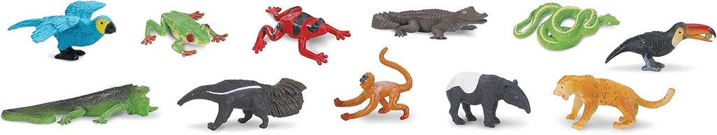 Safari Ltd. Rainforest TOOB - 11 Figurines: Macaw, Frogs, Toucan, Iguana, Monkey, and More - Educational Toy Figures For Boys, Girls, and Kids Ages 3+