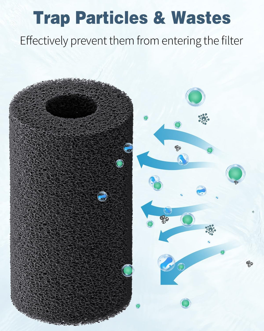 Pawfly 6 Pack Pre-Filter Sponge, Aquarium Filter Sponge 1" Intake Sponge Foam Roll for Small Fish Shrimp Fry Fish Tank Covers Accessories