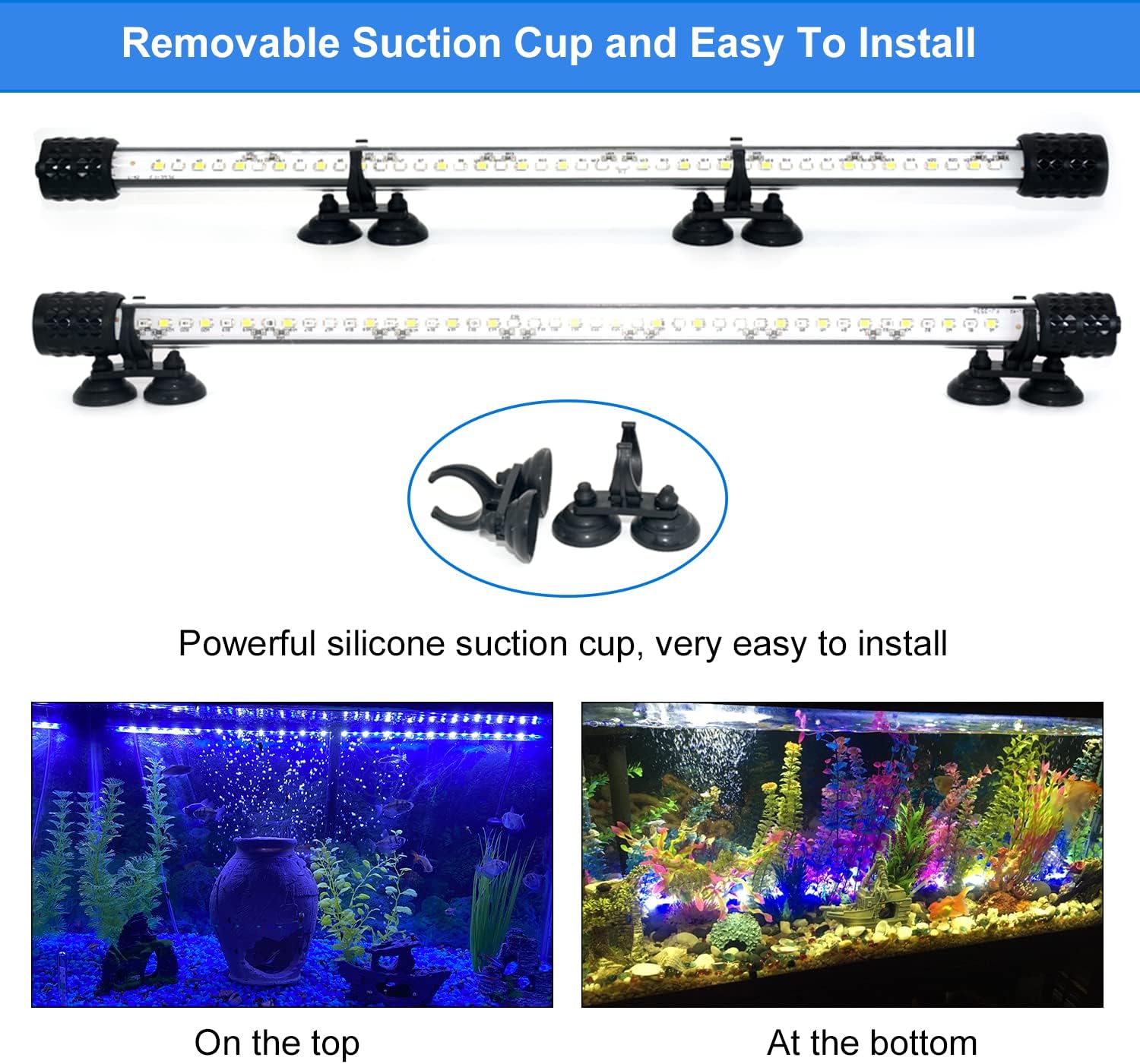 VARMHUS Submersible LED Aquarium Light,Fish Tank Light with Timer Auto On/Off Dimming Function,3 Light Modes Dimmable&4-Color LED,10 Brightness Levels Optional&3 Levels of timed Loop 18LEDS-15''