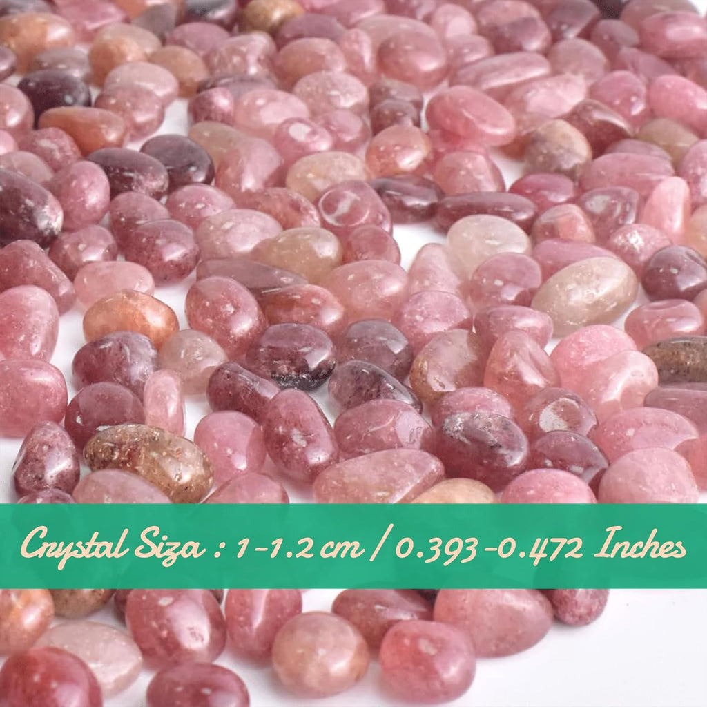 Polished Strawberry Quartz Crystal Chips 200 Pcs - 10 oz Tumbled Stone Chips Crushed Sea Glass Stones Healing Reiki Crystal Jewelry Making Home Decoration