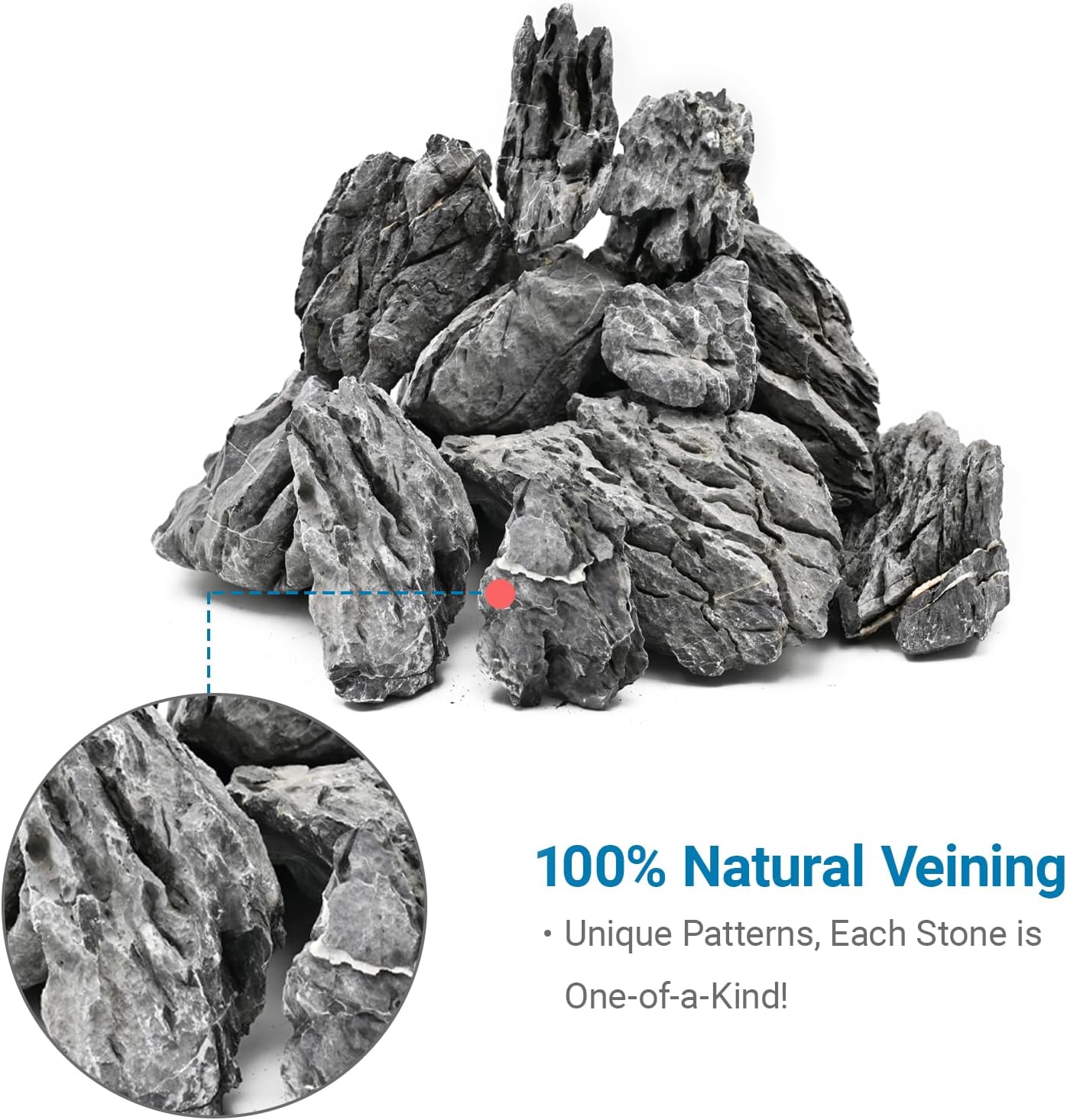 KINGRUI Natural Seiryu Rock Stone 11lb Dragon Stone for Aquarium Landscaping Models Fish Tank Decoration Reptile and Amphibian enclosures 3-6inch