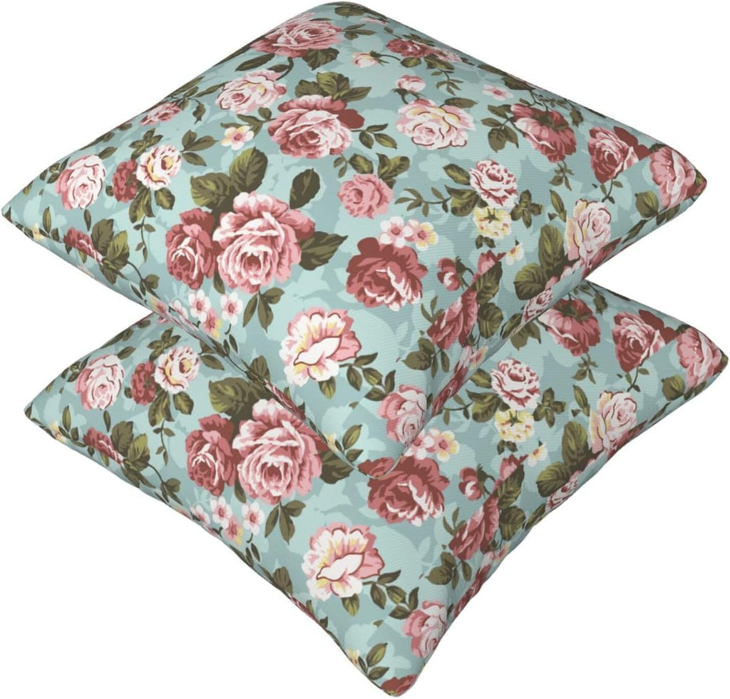 Blush Pink Rose Throw Pillow Covers Set of 2 Ultra-Soft All-Season Pillow Shams with Hidden Zipper,Durable for Sofa Bed Car Decor & Gift 18x18IN
